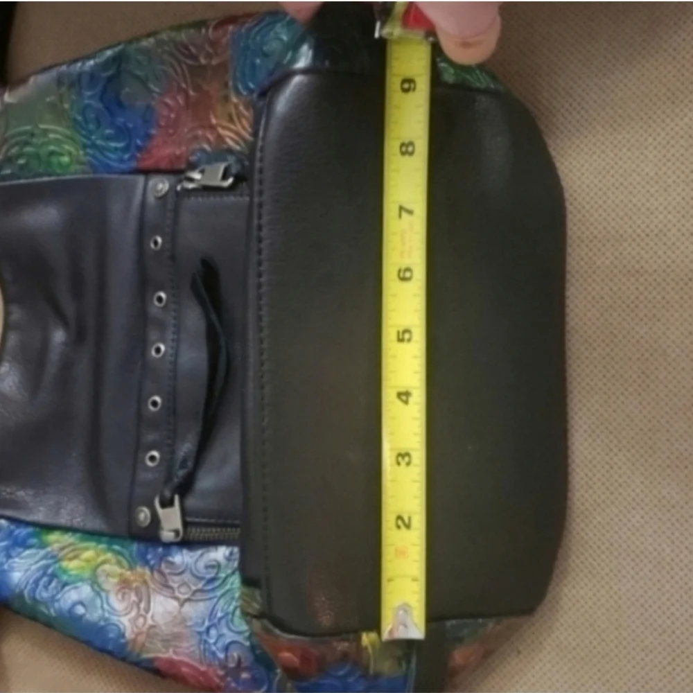 The Sak Ojai hand painted leather rainbow tote bag